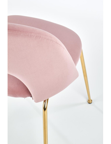 K385 Krzesło Jasnoróżowe VELVET / Złote Nogi Glamour - Słodka Elegancja