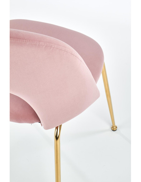 K385 Krzesło Jasnoróżowe VELVET / Złote Nogi Glamour - Słodka Elegancja