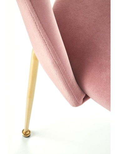 K385 Krzesło Jasnoróżowe VELVET / Złote Nogi Glamour - Słodka Elegancja