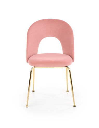 K385 Krzesło Jasnoróżowe VELVET / Złote Nogi Glamour - Słodka Elegancja