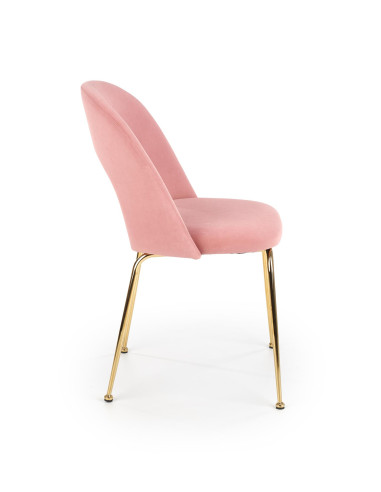 K385 Krzesło Jasnoróżowe VELVET / Złote Nogi Glamour - Słodka Elegancja