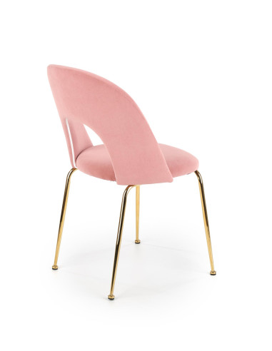 K385 Krzesło Jasnoróżowe VELVET / Złote Nogi Glamour - Słodka Elegancja