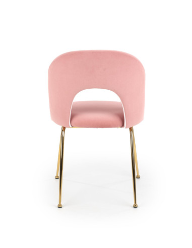 K385 Krzesło Jasnoróżowe VELVET / Złote Nogi Glamour - Słodka Elegancja