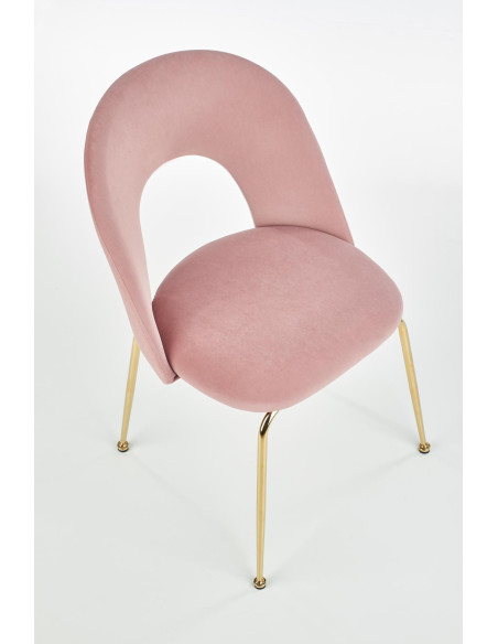 K385 Krzesło Jasnoróżowe VELVET / Złote Nogi Glamour - Słodka Elegancja