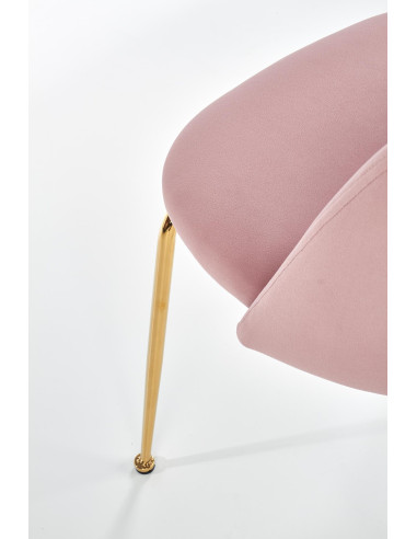 K385 Krzesło Jasnoróżowe VELVET / Złote Nogi Glamour - Słodka Elegancja