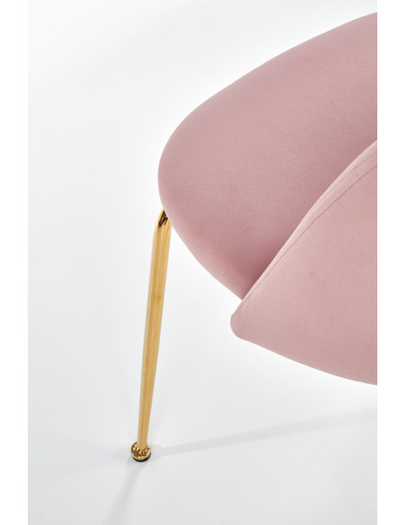 K385 Krzesło Jasnoróżowe VELVET / Złote Nogi Glamour - Słodka Elegancja