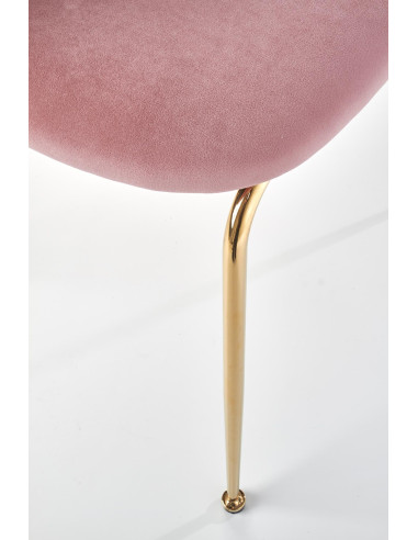 K385 Krzesło Jasnoróżowe VELVET / Złote Nogi Glamour - Słodka Elegancja
