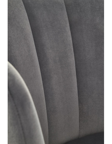 K386 Krzesło Popielate VELVET / Czarne Nogi - Muszelkowy Design Oparcia