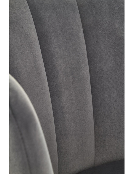 K386 Krzesło Popielate VELVET / Czarne Nogi - Muszelkowy Design Oparcia