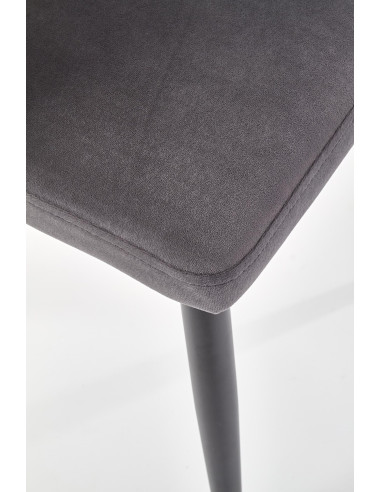 K386 Krzesło Popielate VELVET / Czarne Nogi - Muszelkowy Design Oparcia