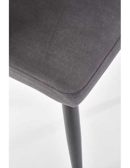 K386 Krzesło Popielate VELVET / Czarne Nogi - Muszelkowy Design Oparcia