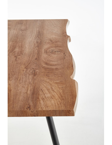 LARSON Stół 120/80/77 cm Dąb/Nogi Czarne - Blat MDF w Stylu Natural Edge