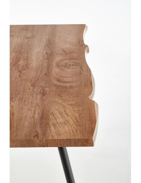 LARSON Stół 120/80/77 cm Dąb/Nogi Czarne - Blat MDF w Stylu Natural Edge