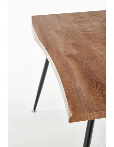 LARSON Stół 120/80/77 cm Dąb/Nogi Czarne - Blat MDF w Stylu Natural Edge