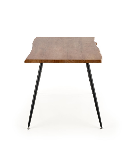 LARSON Stół 120/80/77 cm Dąb/Nogi Czarne - Blat MDF w Stylu Natural Edge