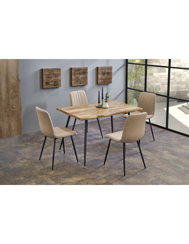 LARSON Stół 120/80/77 cm Dąb/Nogi Czarne - Blat MDF w Stylu Natural Edge