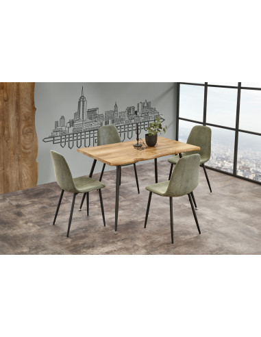 LARSON Stół 120/80/77 cm Dąb/Nogi Czarne - Blat MDF w Stylu Natural Edge