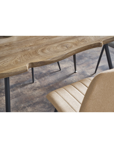 LARSON Stół 120/80/77 cm Dąb/Nogi Czarne - Blat MDF w Stylu Natural Edge