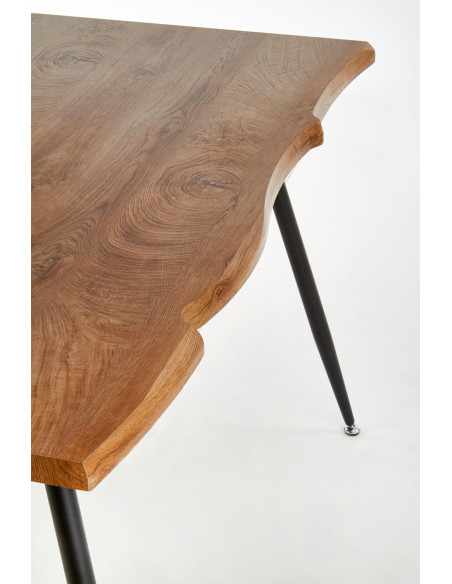 LARSON Stół 120/80/77 cm Dąb/Nogi Czarne - Blat MDF w Stylu Natural Edge