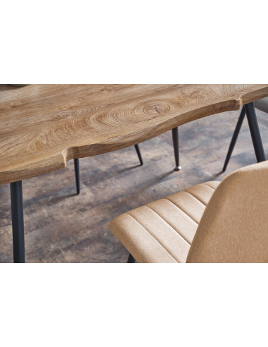 LARSON Stół 120/80/77 cm Dąb/Nogi Czarne - Blat MDF w Stylu Natural Edge