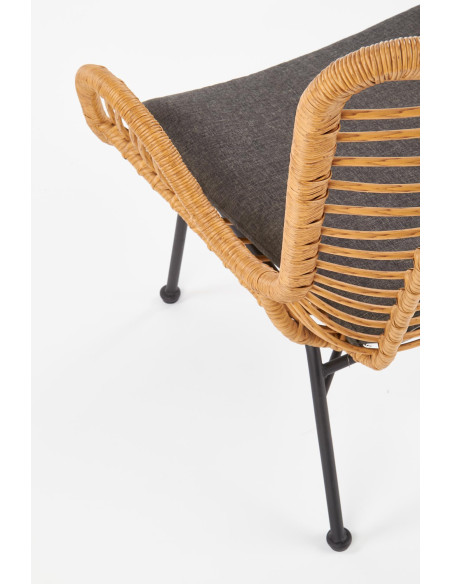 IKARO Fotel Rattanowy z Poduszką Naturalny/Popiel - Relaks w Rytmie Natury