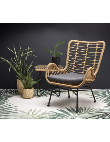 IKARO Fotel Rattanowy z Poduszką Naturalny/Popiel - Relaks w Rytmie Natury