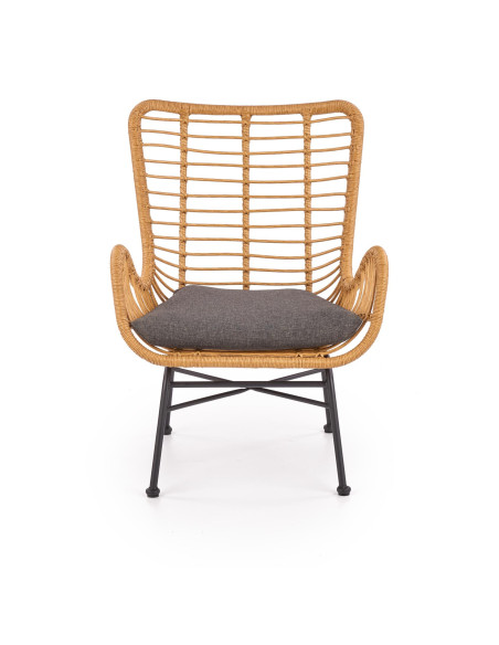 IKARO Fotel Rattanowy z Poduszką Naturalny/Popiel - Relaks w Rytmie Natury