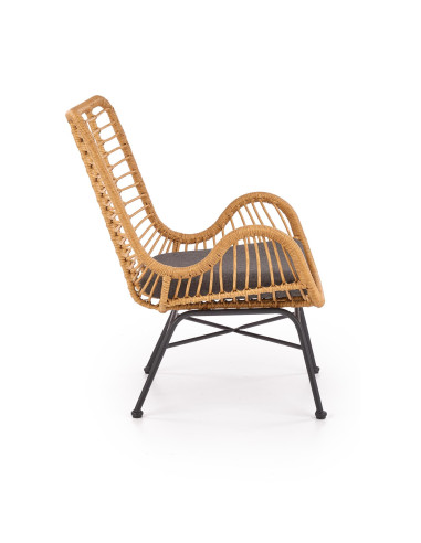 IKARO Fotel Rattanowy z Poduszką Naturalny/Popiel - Relaks w Rytmie Natury