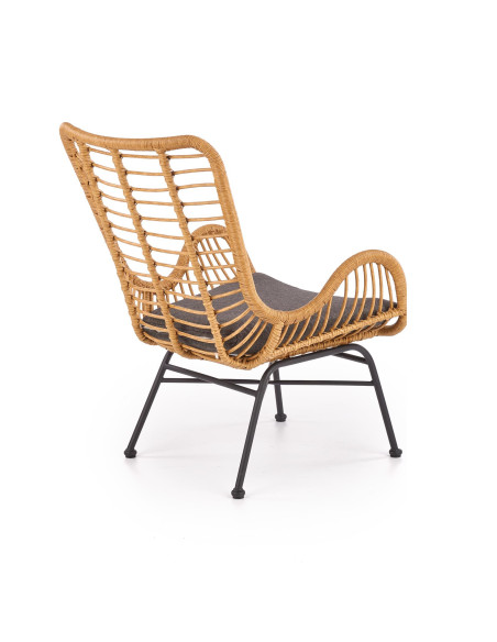 IKARO Fotel Rattanowy z Poduszką Naturalny/Popiel - Relaks w Rytmie Natury