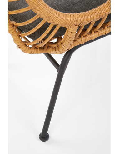 IKARO Fotel Rattanowy z Poduszką Naturalny/Popiel - Relaks w Rytmie Natury