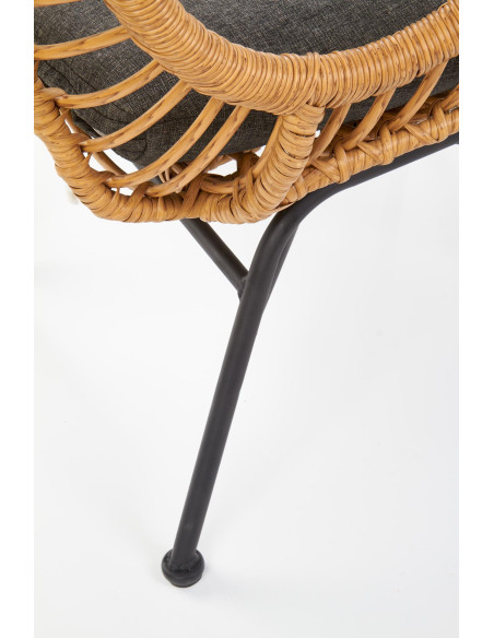 IKARO Fotel Rattanowy z Poduszką Naturalny/Popiel - Relaks w Rytmie Natury