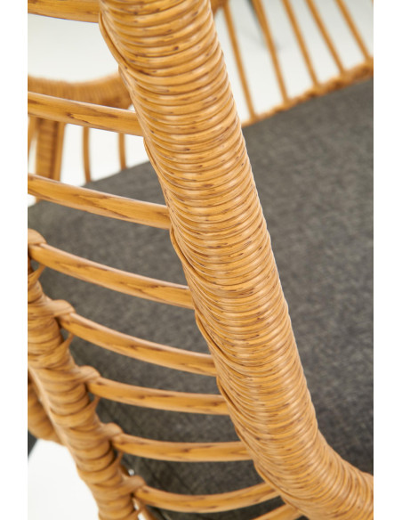 IKARO Fotel Rattanowy z Poduszką Naturalny/Popiel - Relaks w Rytmie Natury