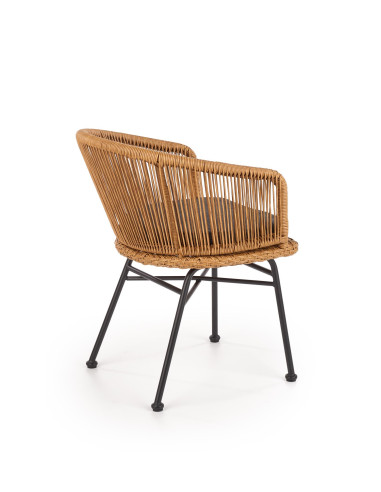 K400 Krzesło Kubełkowe Rattanowe z Popielatą Poduszką - Relaks na Zewnątrz