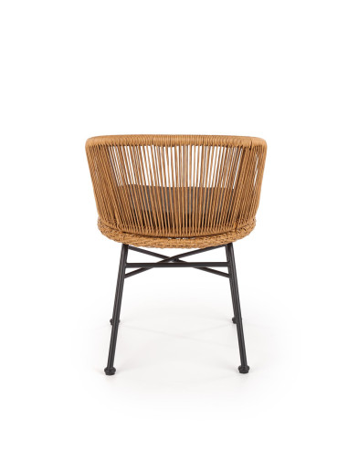 K400 Krzesło Kubełkowe Rattanowe z Popielatą Poduszką - Relaks na Zewnątrz