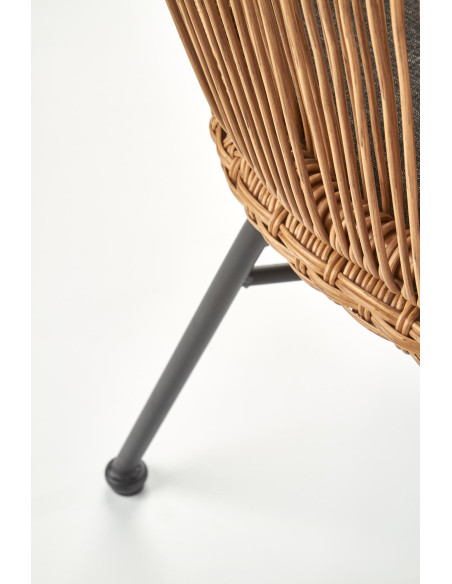 K400 Krzesło Kubełkowe Rattanowe z Popielatą Poduszką - Relaks na Zewnątrz