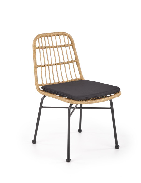 K401 Krzesło Ogrodowe z Rattanu Kolor Naturalny/Czarny - Komfort Outdoor
