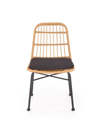 K401 Krzesło Ogrodowe z Rattanu Kolor Naturalny/Czarny - Komfort Outdoor
