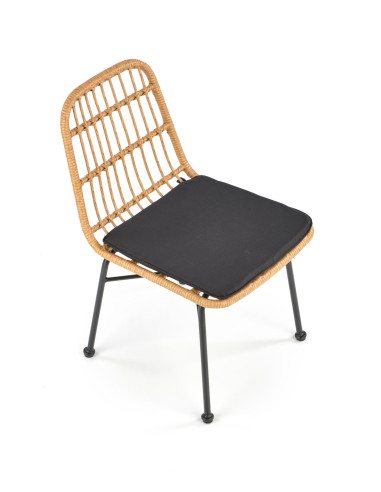 K401 Krzesło Ogrodowe z Rattanu Kolor Naturalny/Czarny - Komfort Outdoor