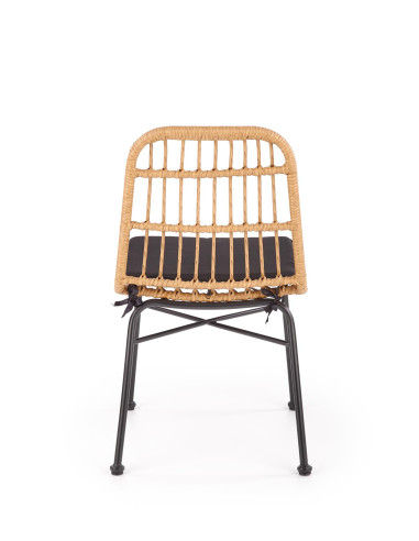 K401 Krzesło Ogrodowe z Rattanu Kolor Naturalny/Czarny - Komfort Outdoor
