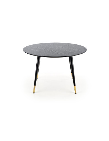 EMBOS Stół Okrągły Fi120cm Czarny - Enigmatyczny z Pozłacanymi Nóżkami