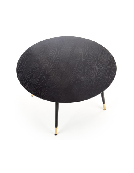 EMBOS Stół Okrągły Fi120cm Czarny - Enigmatyczny z Pozłacanymi Nóżkami