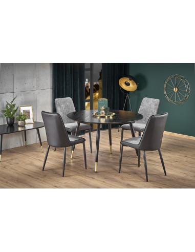 EMBOS Stół Okrągły Fi120cm Czarny - Enigmatyczny z Pozłacanymi Nóżkami