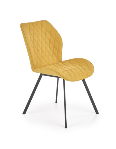 K360 Krzesło Musztardowe / Czarne - Przytulna Tapicerka w Romby