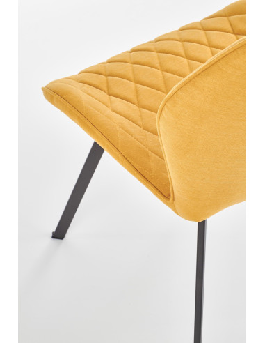 K360 Krzesło Musztardowe / Czarne - Przytulna Tapicerka w Romby