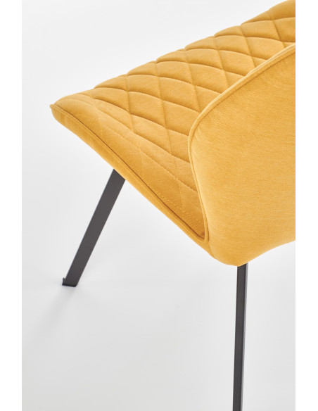 K360 Krzesło Musztardowe / Czarne - Przytulna Tapicerka w Romby