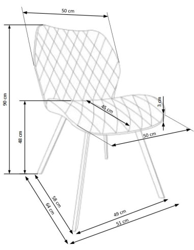 K360 Krzesło Musztardowe / Czarne - Przytulna Tapicerka w Romby