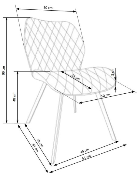 K360 Krzesło Musztardowe / Czarne - Przytulna Tapicerka w Romby