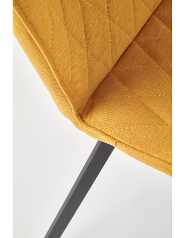 K360 Krzesło Musztardowe / Czarne - Przytulna Tapicerka w Romby