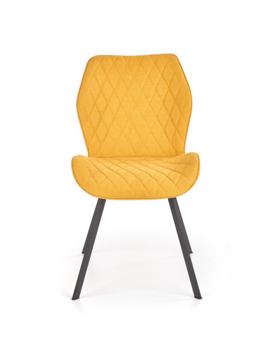 K360 Krzesło Musztardowe / Czarne - Przytulna Tapicerka w Romby