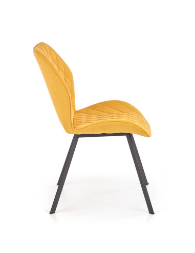 K360 Krzesło Musztardowe / Czarne - Przytulna Tapicerka w Romby